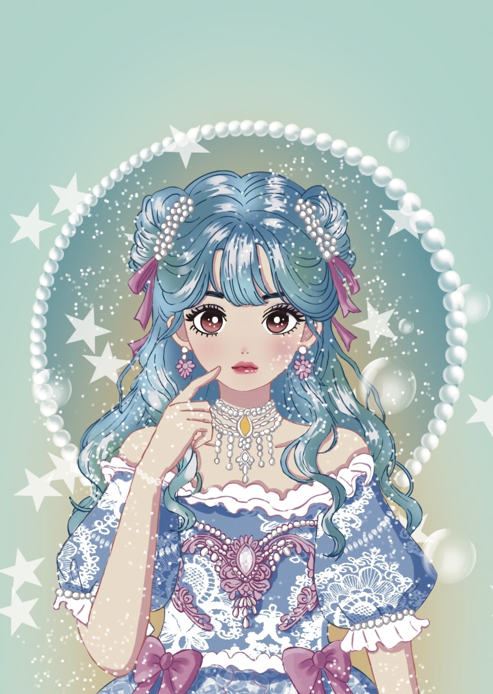 女生半身插画