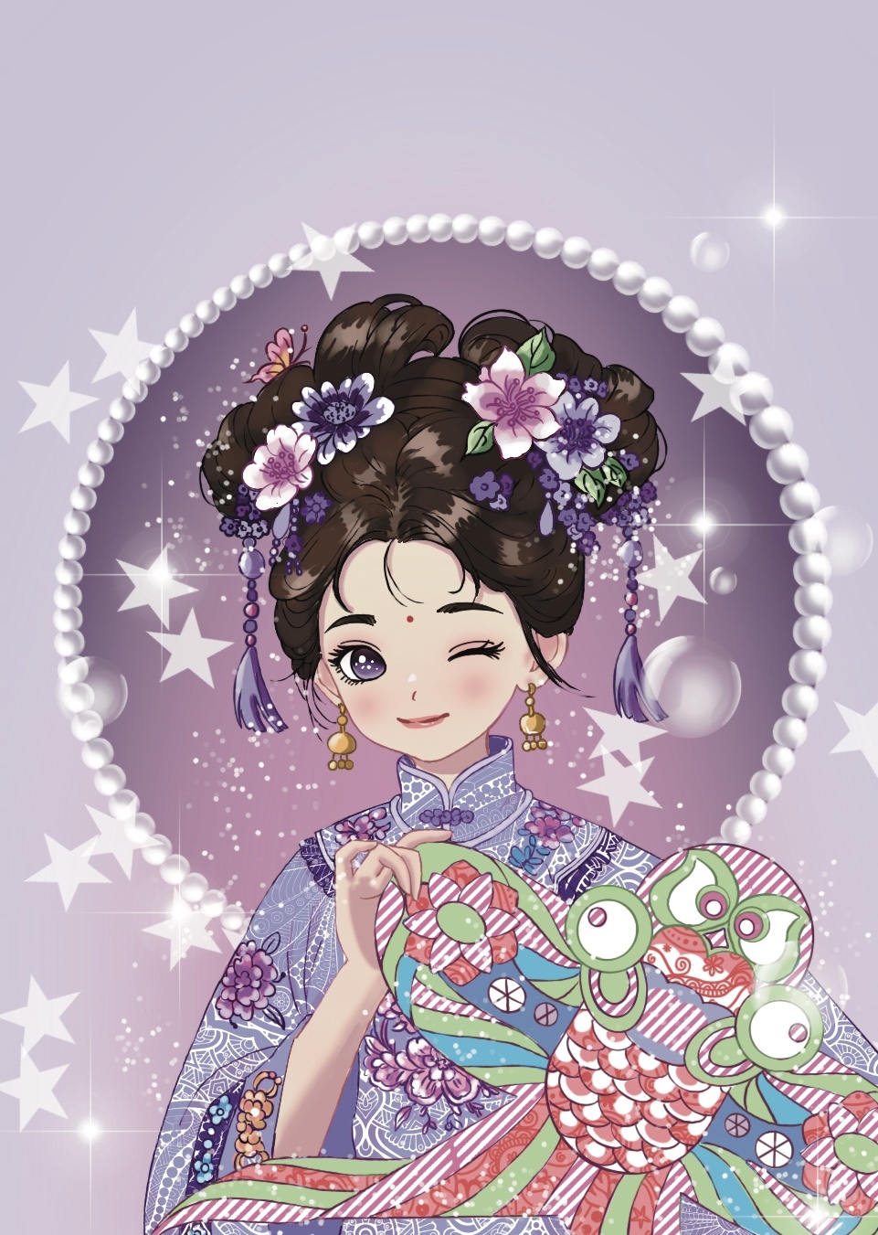 女生半身插画